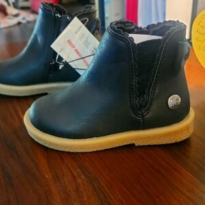 Black Leather Kids Boots